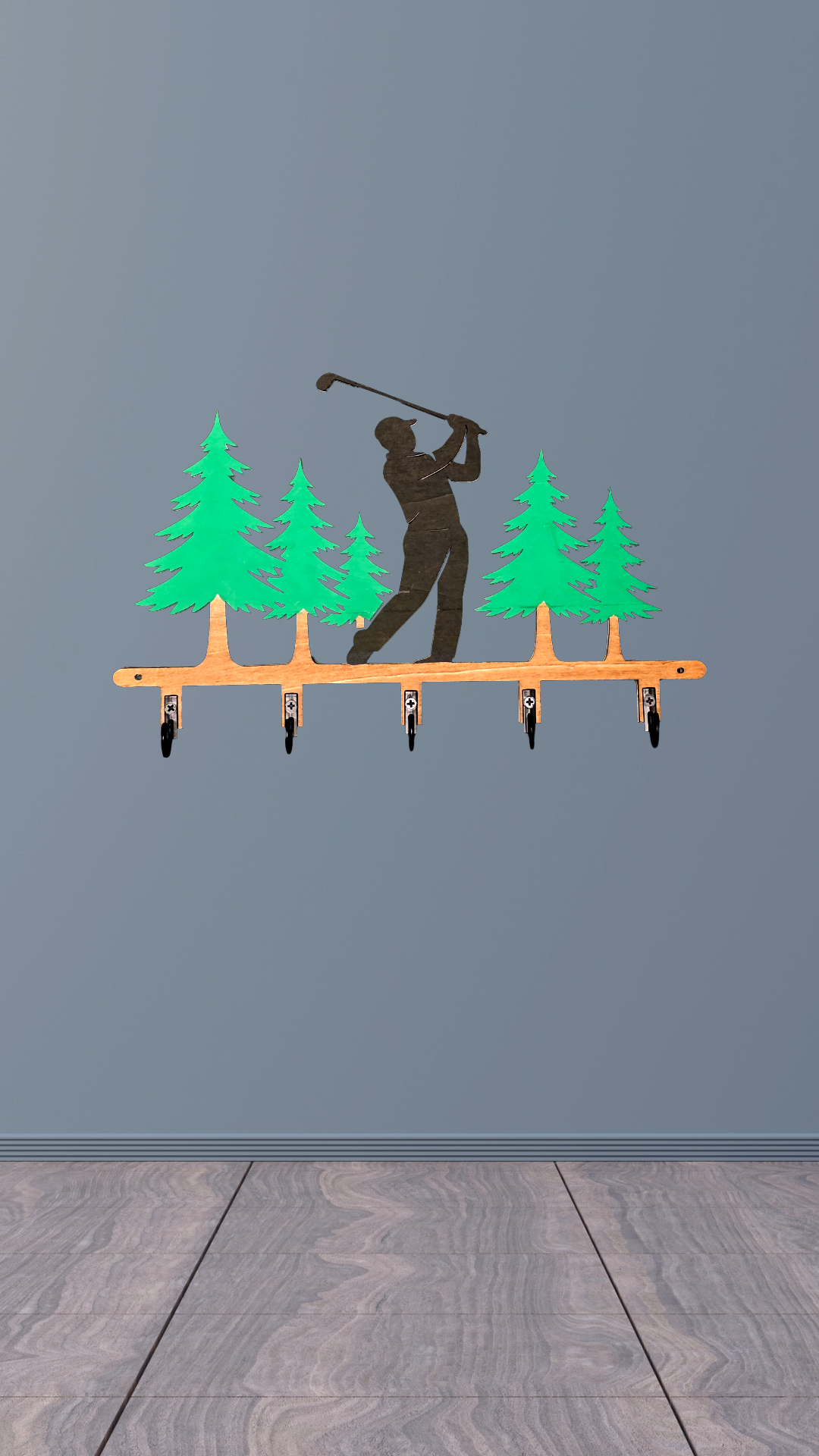 Golfer Key Hanger, 10" x 6", 5 Hooks
